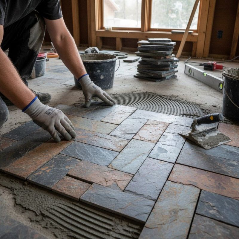 Slate Tile Floor Installation
