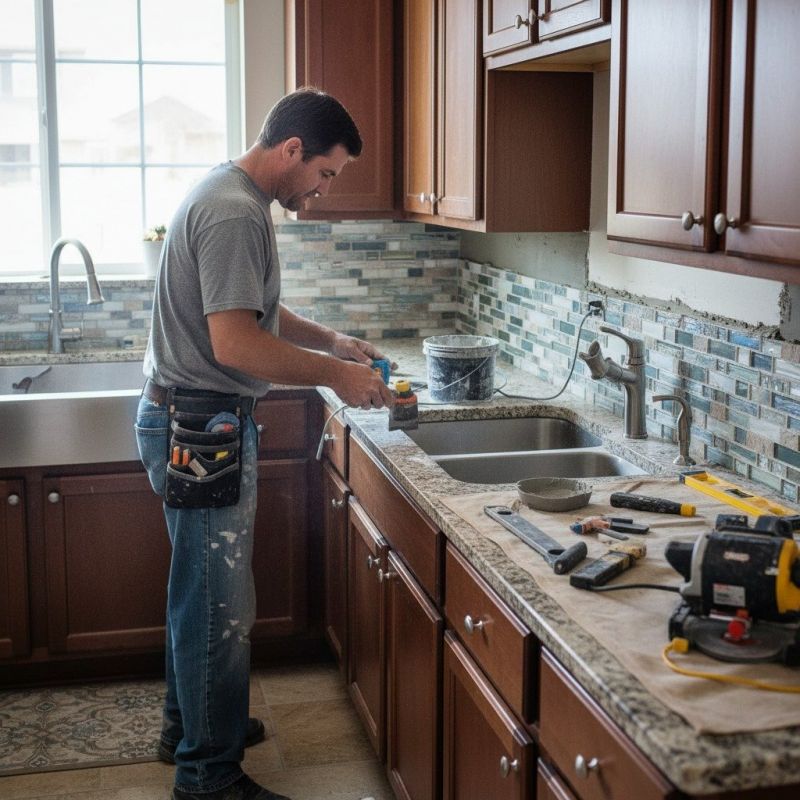 Stone Backsplash Installation